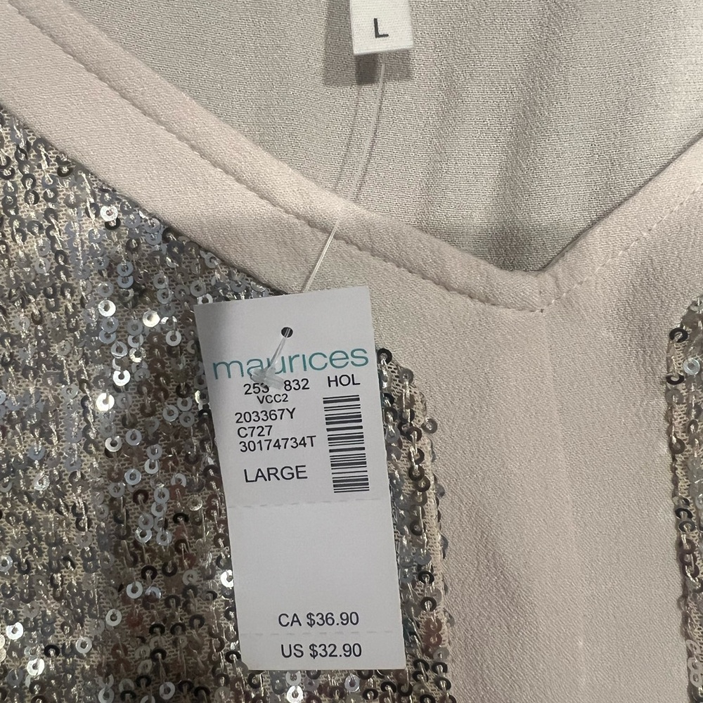 Maurice’s Sequin Silver & Cream Cami Top NWT - Picture 5 of 7